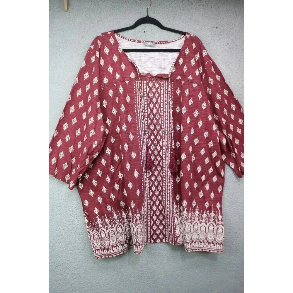 Catherine's 1/2 Sleeve Tunic Top-Size 4X-Tassels